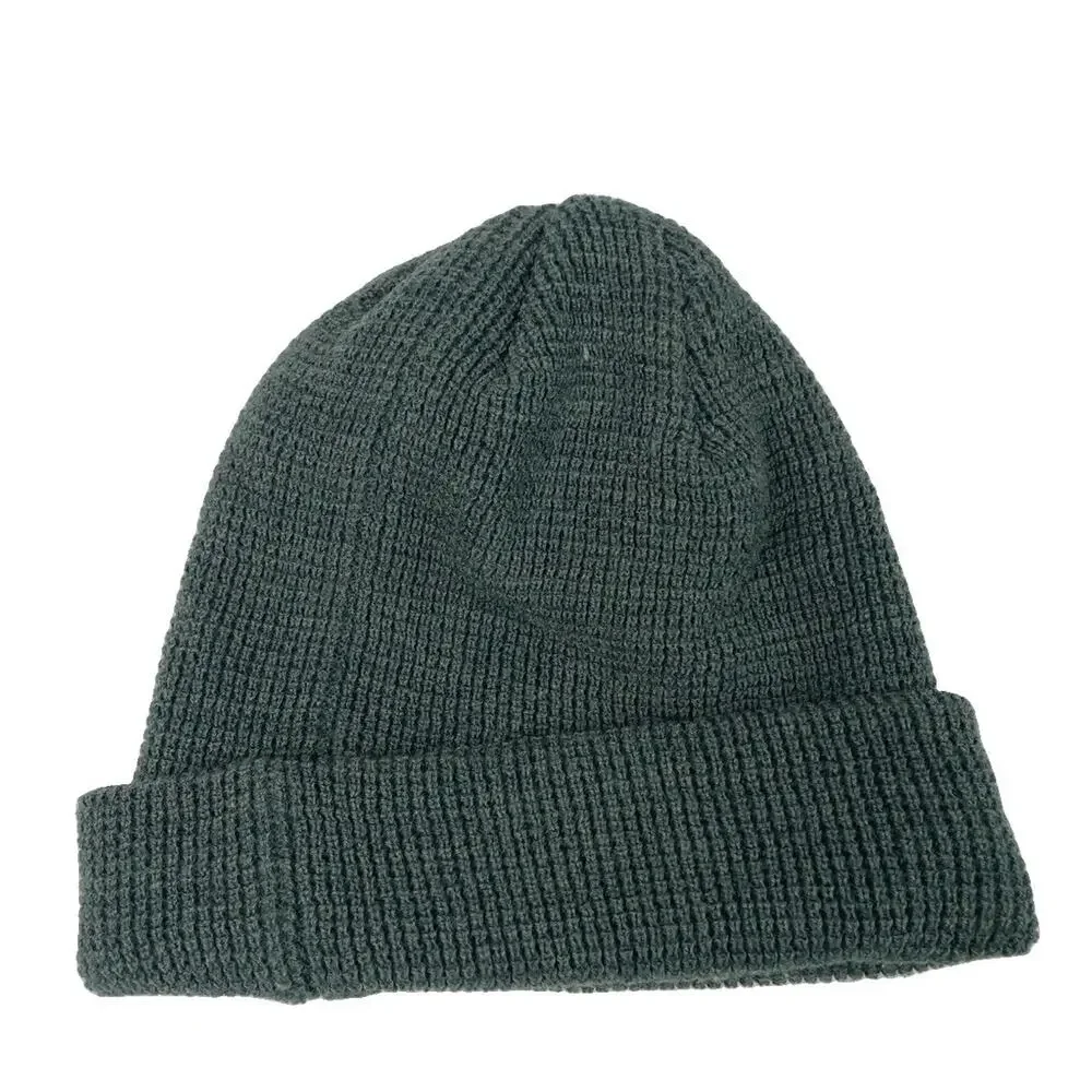 Vuori Waffle Knit Beanie Green One Size V864 Cuffed Logo Patch Hat